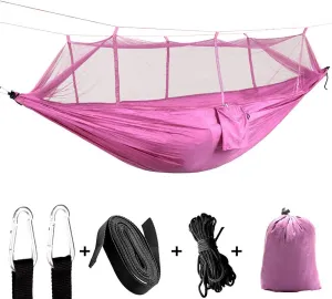 Portable Camping Hammock with Mosquito Net - 7 Colors (Pink)