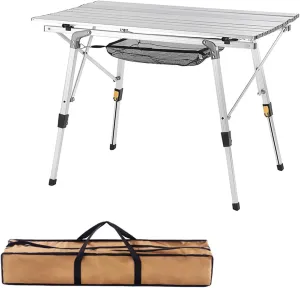 Portable Camping Side Table, Ultralight Aluminum Folding Beach Table with Carry Bag with Retractable Legs for Outdoor Cooking, Picnic, Camp, Boat, Travel