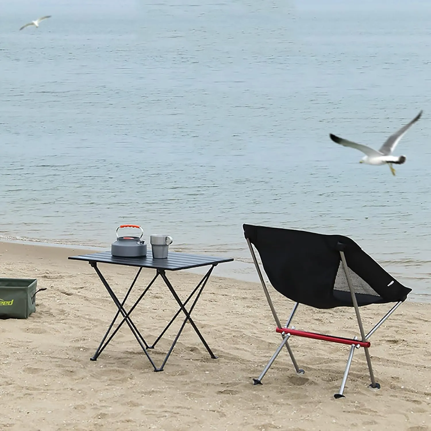 Portable Camping Table, Aluminum Tabletop Light Folding Table, for Dining, Cutting, Cooking, Picnic, Outdoor, Beach, Hiking, Fishing (Size : 56cm)