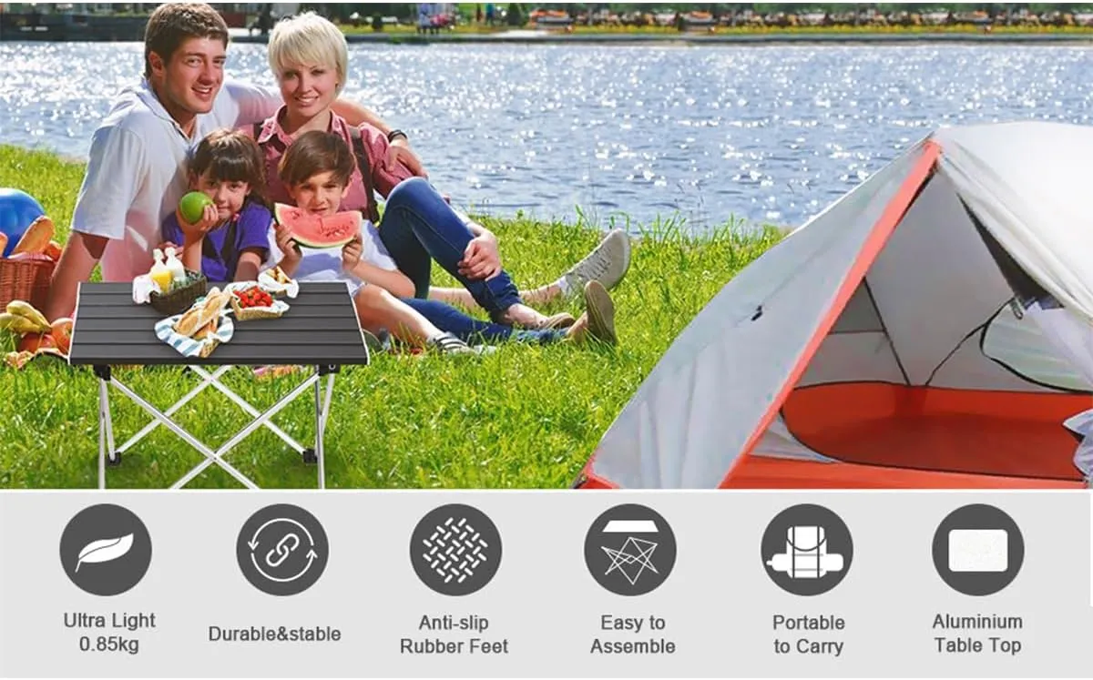 Portable Camping Tables Aluminum Roll up Table Small Folding Table for Camping Hiking Picnic Fishing BBQ (16.14"x13.58"x11.42")
