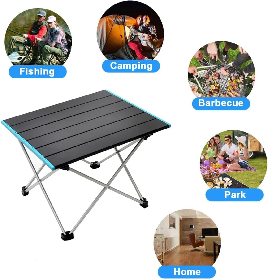 Portable Camping Tables Aluminum Roll up Table Small Folding Table for Camping Hiking Picnic Fishing BBQ (16.14"x13.58"x11.42")