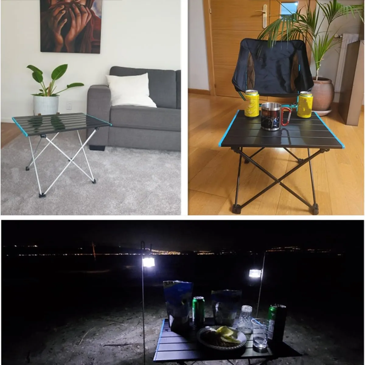 Portable Camping Tables Aluminum Roll up Table Small Folding Table for Camping Hiking Picnic Fishing BBQ (16.14"x13.58"x11.42")