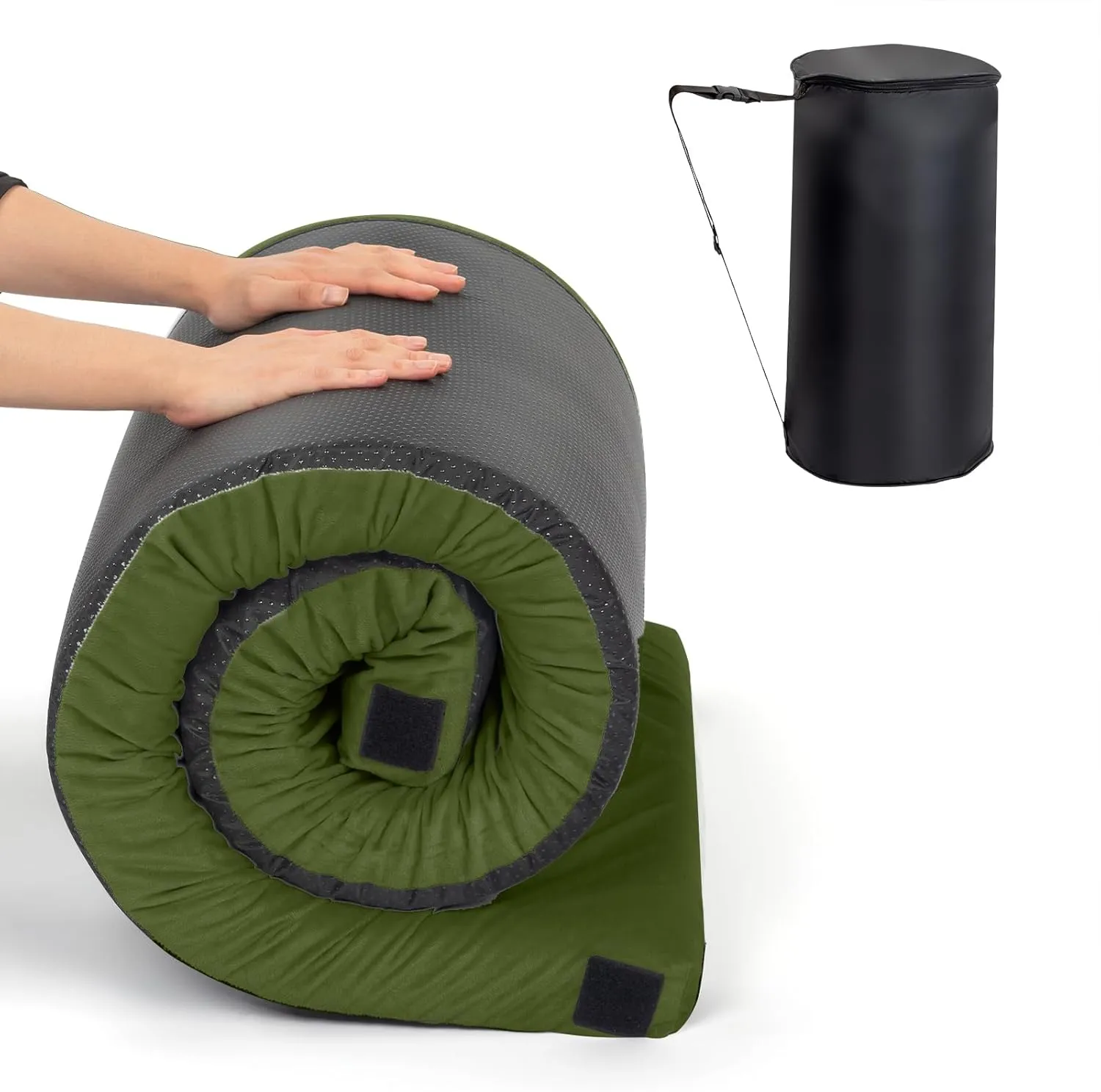Portable Design Memory Foam Camping Pad Compact Roll-Up Sleep Mat Comfortable Camping Bed Pad Floor Mattress Lightweight Truck Bed Mattress for Tents RVs Floor Sleeping Travel