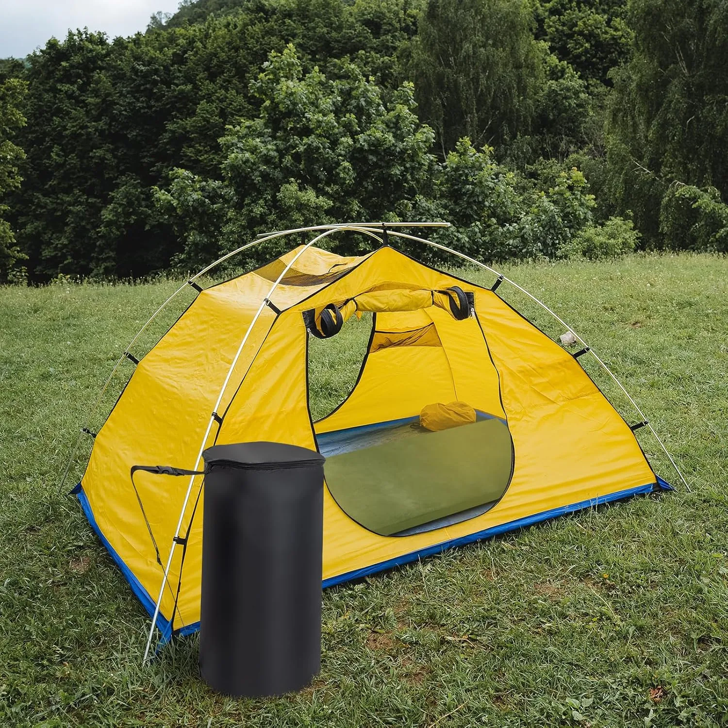 Portable Design Memory Foam Camping Pad Compact Roll-Up Sleep Mat Comfortable Camping Bed Pad Floor Mattress Lightweight Truck Bed Mattress for Tents RVs Floor Sleeping Travel