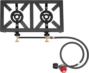 Portable Double Burners For Outdoor BBQ Camping Gas Stove Hiking Propane Cooker   Adjustable 0-10Psi Regulator Hose