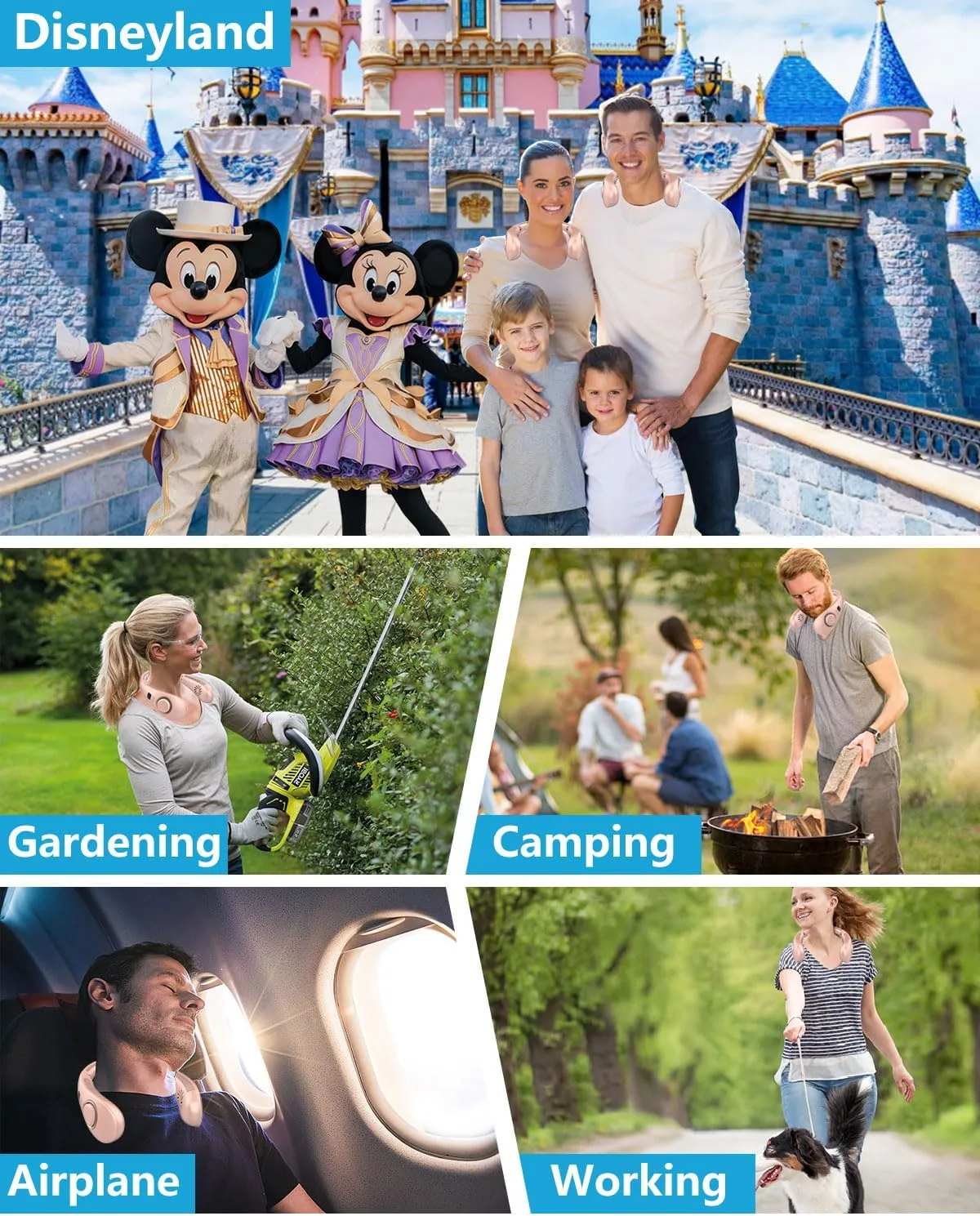 Portable Fans that Blow Cold Air,Rechargeable Personal Fans for Your Neck,Cooling Neck Fan Battery Operated Fan Fold Away,Cordless No Blade Hanging Neck Fan,Small Fan for Travel Airplane Outdoor Pink