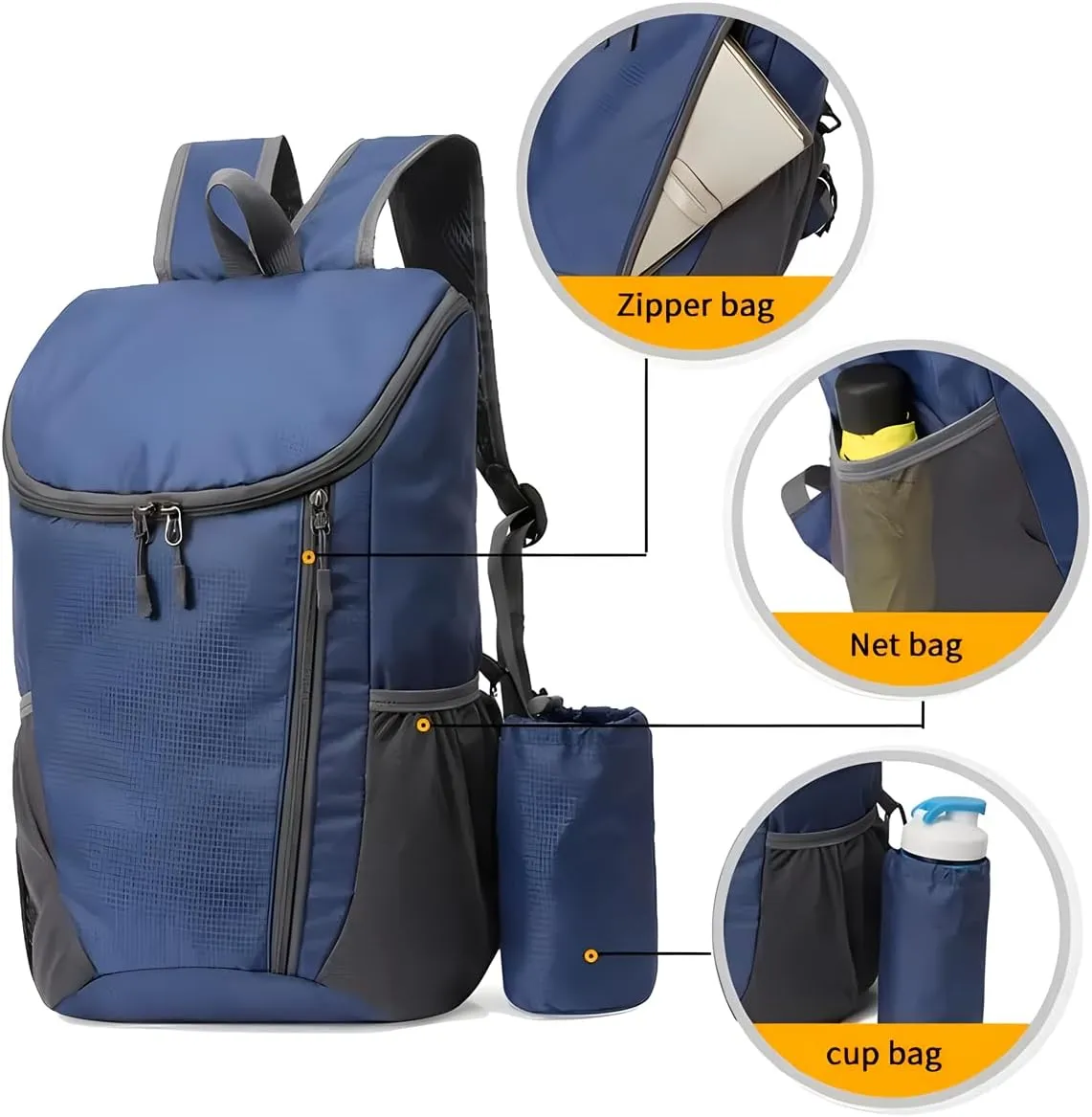 Portable Foldable Backpack Folding Mountaineering Bag, Ultralight Outdoor Cycling Rucksack, Travel Hiking Knapsack(Black)