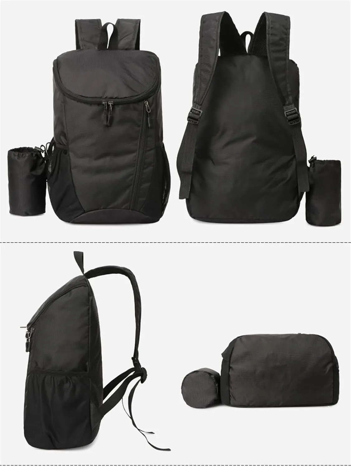 Portable Foldable Backpack Folding Mountaineering Bag, Ultralight Outdoor Cycling Rucksack, Travel Hiking Knapsack(Black)