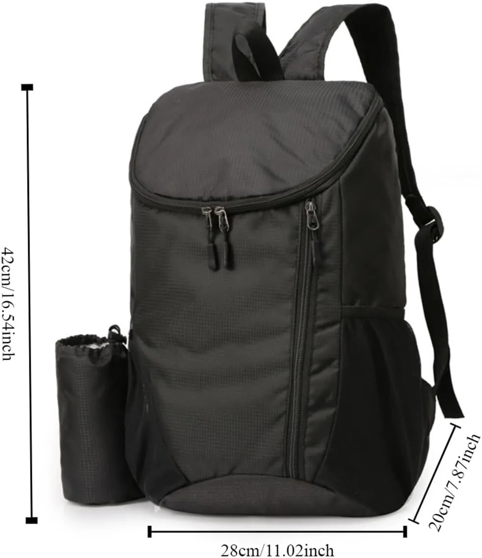 Portable Foldable Backpack Folding Mountaineering Bag, Ultralight Outdoor Cycling Rucksack, Travel Hiking Knapsack(Black)