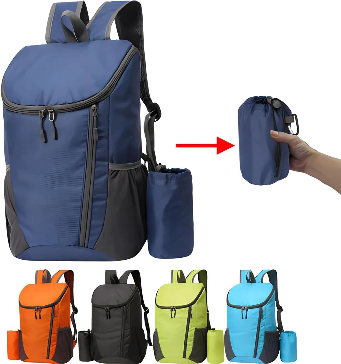 Portable Foldable Backpack Folding Mountaineering Bag, Ultralight Outdoor Cycling Rucksack, Travel Hiking Knapsack(Black)
