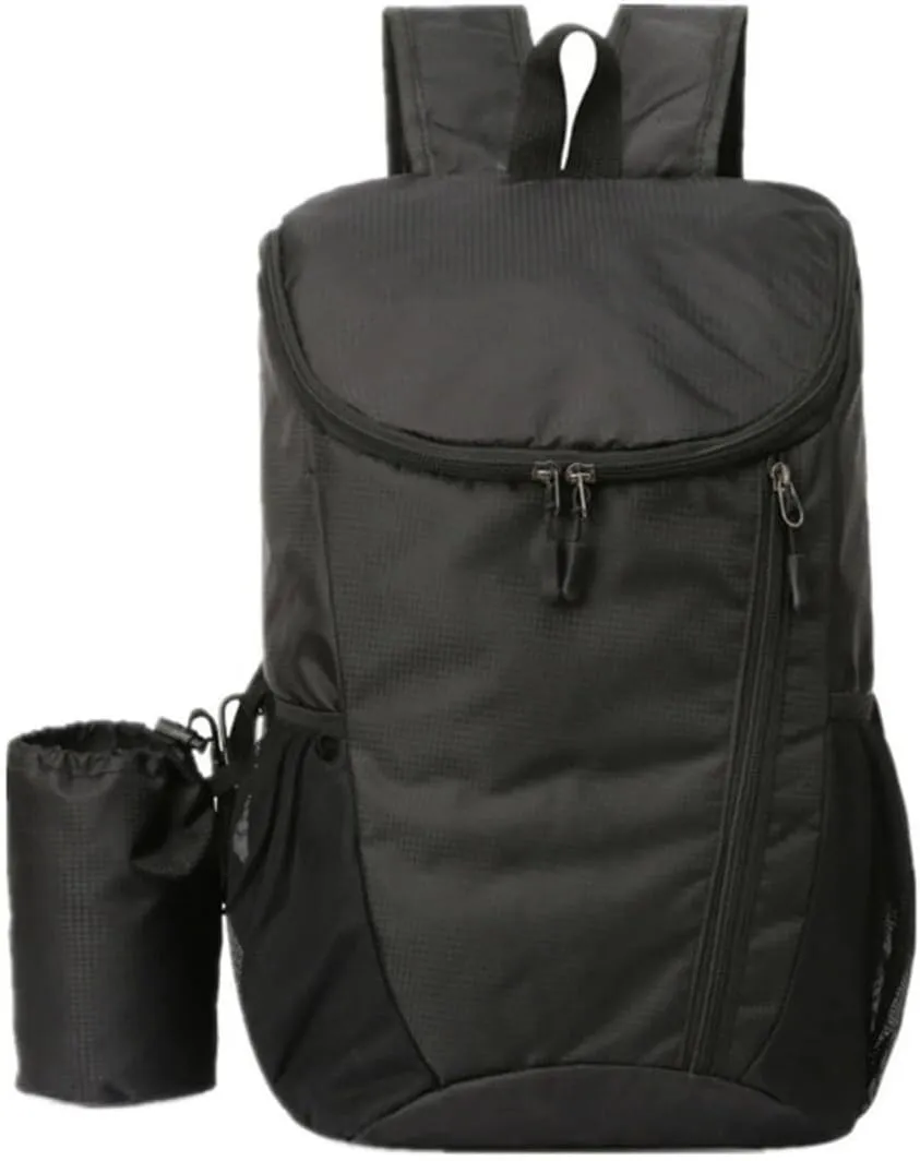 Portable Foldable Backpack Folding Mountaineering Bag, Ultralight Outdoor Cycling Rucksack, Travel Hiking Knapsack(Black)
