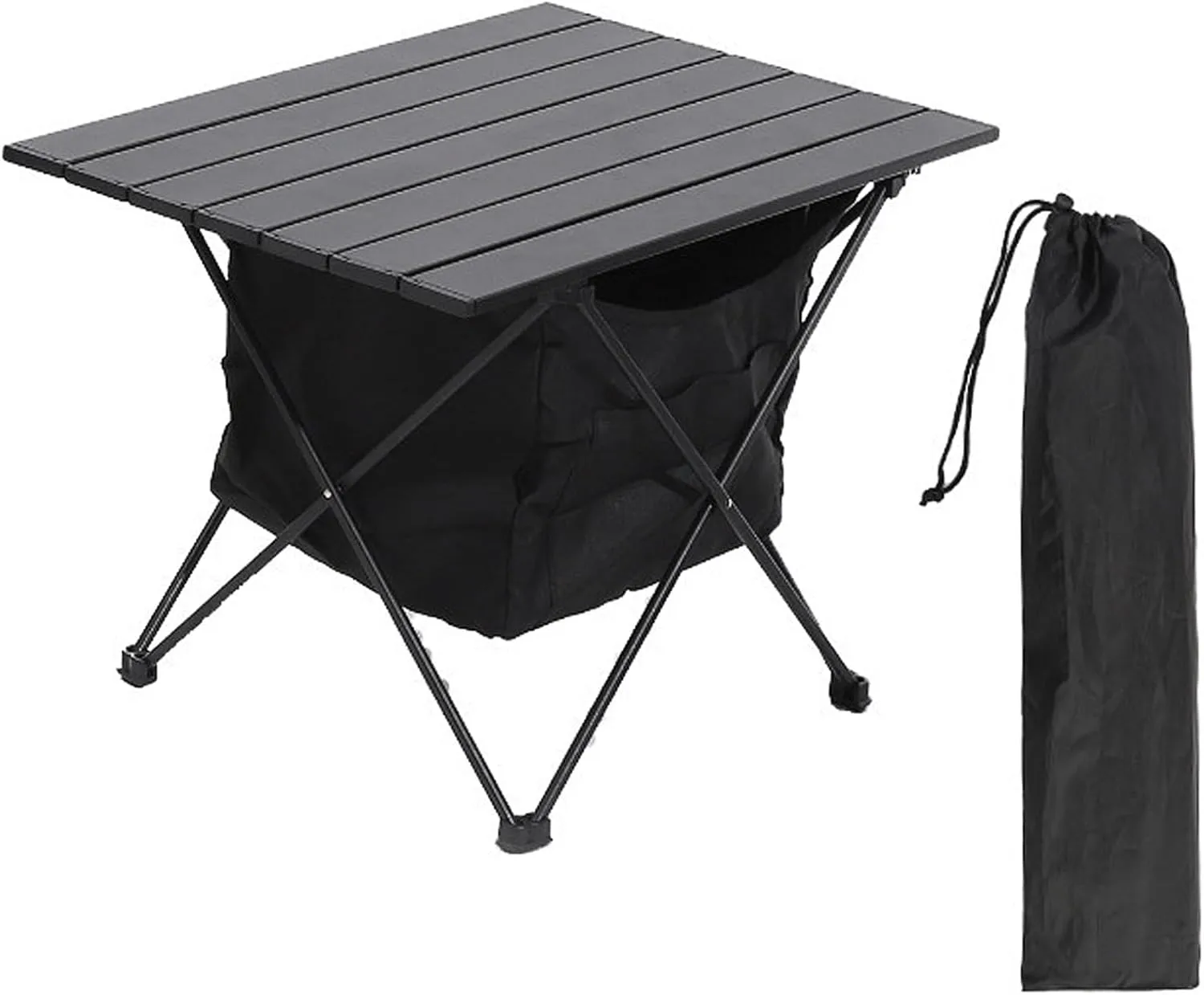 Portable Folding Aluminum Alloy Camping Table with High-Capacity Storage Carry Bag Roll-Up Design for Beach Backyard BBQ Parties Picnic Patio