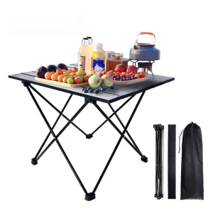 Portable Folding Camping Table - Aluminum Alloy Rolling Table for Outdoor Travel and Camping