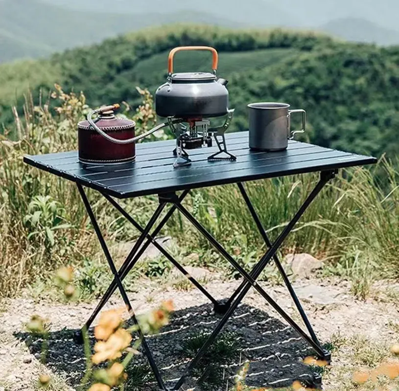 Portable Folding Camping Table - Aluminum Alloy Rolling Table for Outdoor Travel and Camping