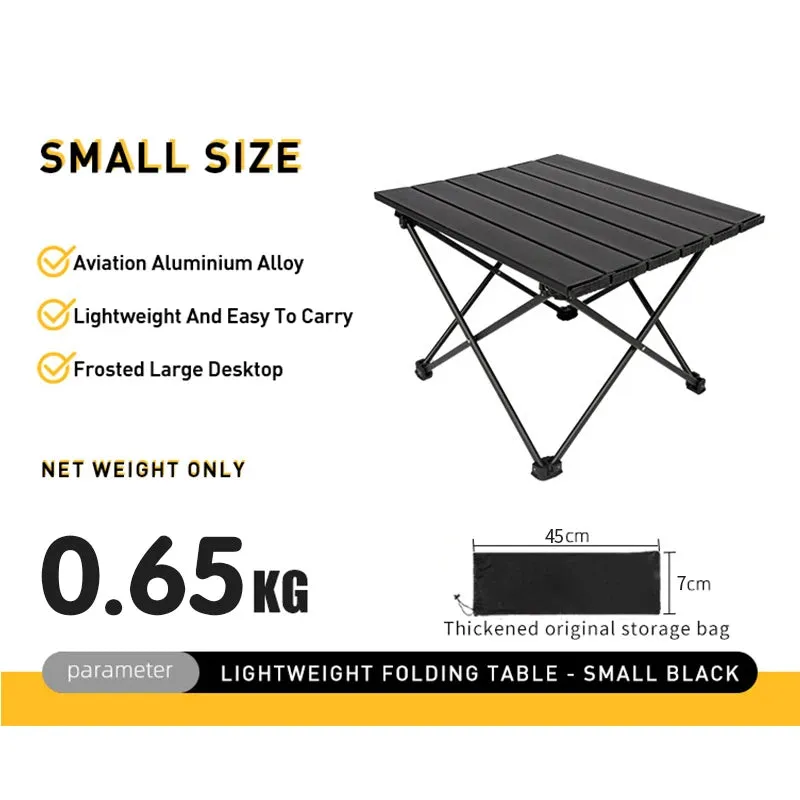 Portable Folding Camping Table - Aluminum Alloy Rolling Table for Outdoor Travel and Camping