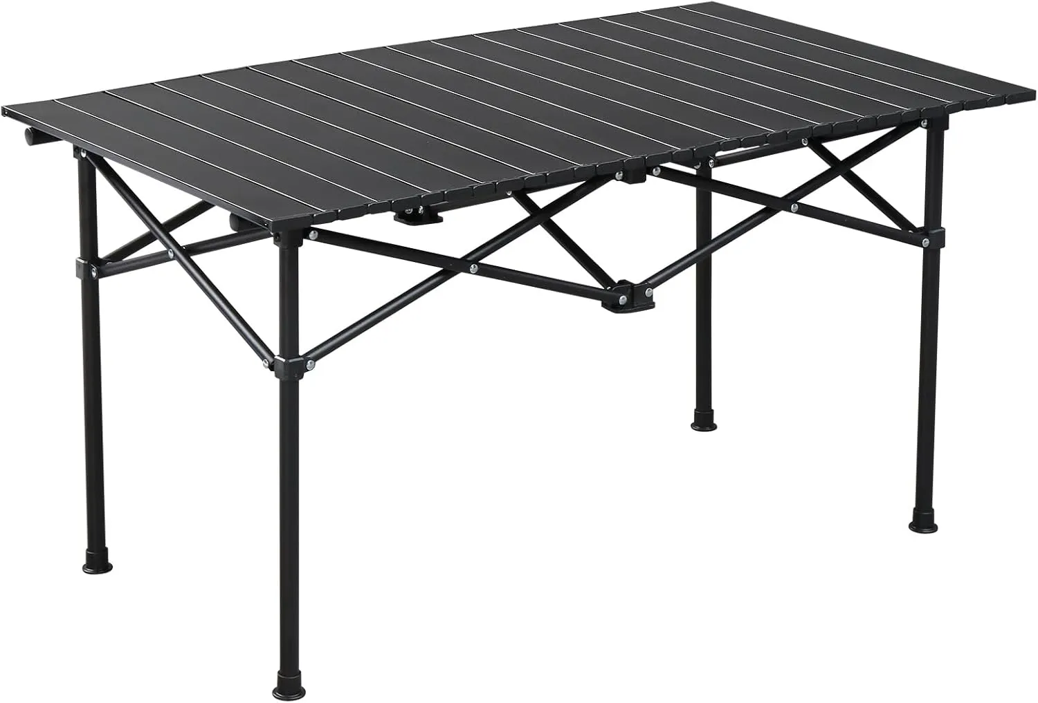 Portable Folding Camping Table with Bag,37x21in Ultralight Collapsible Picnic Table for Travel Hiking Backyard BBQ Party,Carbon Steel Table with X-Frame Legs,220lbs Load Capacity,Black
