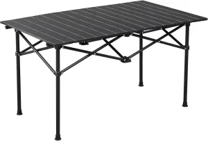 Portable Folding Camping Table with Bag,37x21in Ultralight Collapsible Picnic Table for Travel Hiking Backyard BBQ Party,Carbon Steel Table with X-Frame Legs,220lbs Load Capacity,Black
