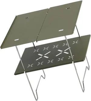 Portable Folding Camping Table with Double Layer and Aluminum Top, Light Weight Outdoor Picnics Desk Folding Camp Table