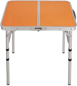 Portable Folding Outdoor Camping Table Fold in Half and Height Adjustable Lightweight Aluminum Picnic Table 24"x18"x25" (Orange)