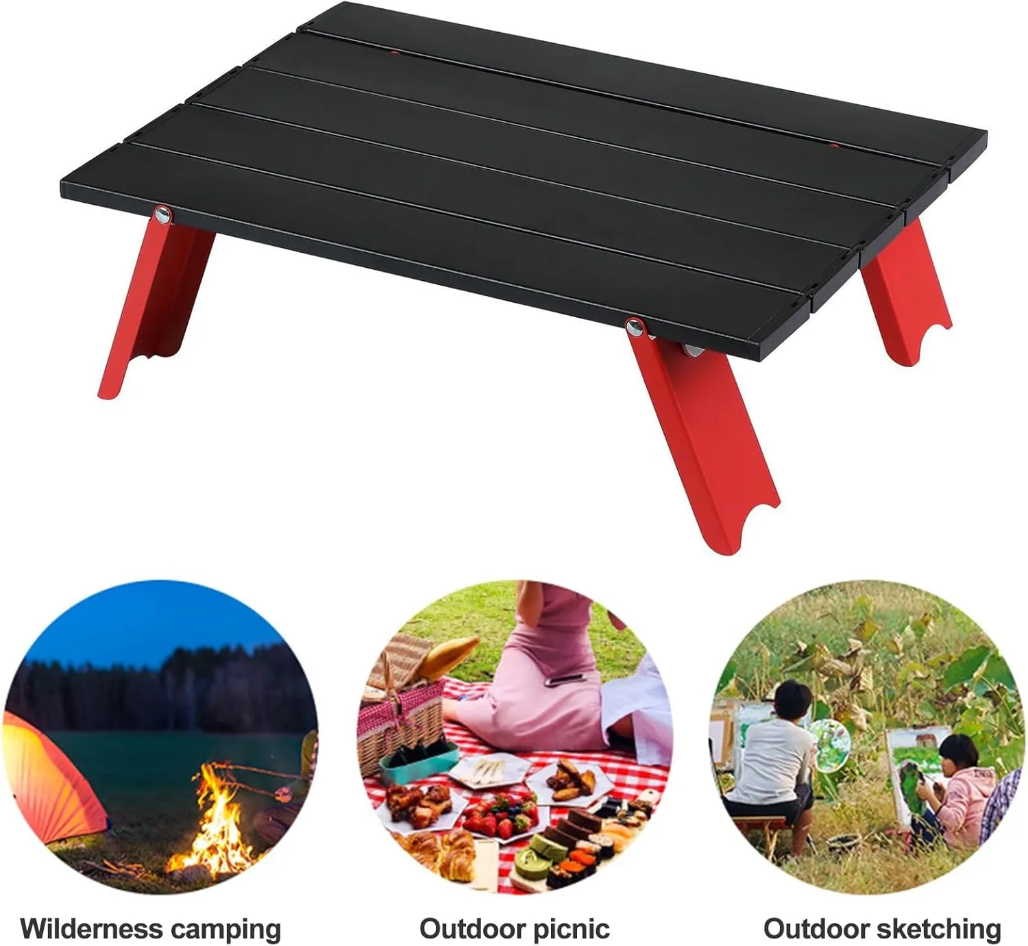 Portable Folding Table Camping Ultralight Aluminum Solid Construction Strong Load-Bearing High Stability Mini Size Collapsible