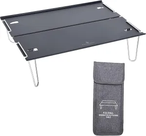 Portable Folding Table，Compact Folding Table, Outdoor Folding Camping Table, Portable Durable Folding Table with Carrying Bag, Suitable for Indoor and Outdoor, Travel, Beach/Black/29.8 X 21 X