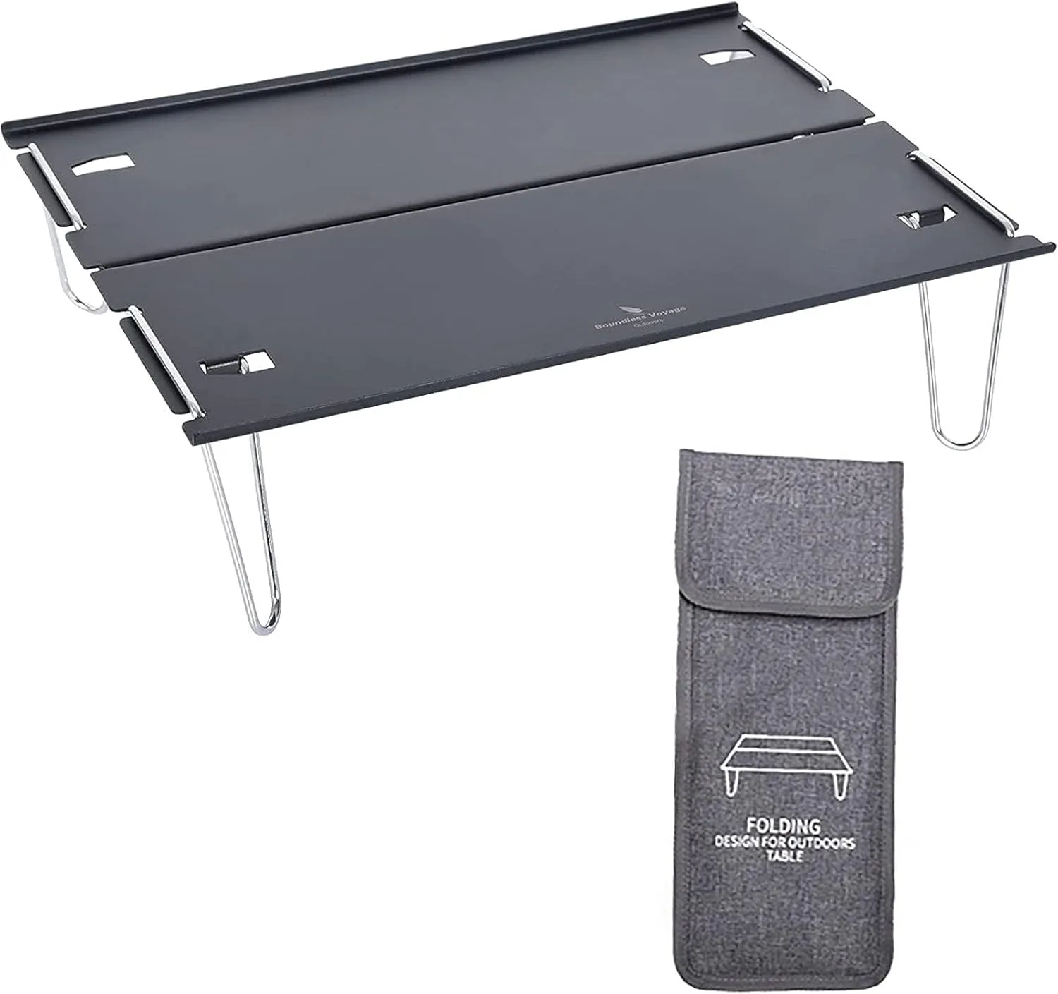 Portable Folding Table，Compact Folding Table, Outdoor Folding Camping Table, Portable Durable Folding Table with Carrying Bag, Suitable for Indoor and Outdoor, Travel, Beach/Black/29.8 X 21 X