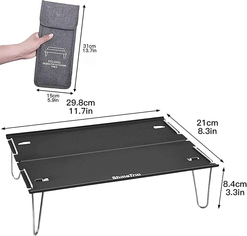 Portable Folding Table，Compact Folding Table, Outdoor Folding Camping Table, Portable Durable Folding Table with Carrying Bag, Suitable for Indoor and Outdoor, Travel, Beach/Black/29.8 X 21 X
