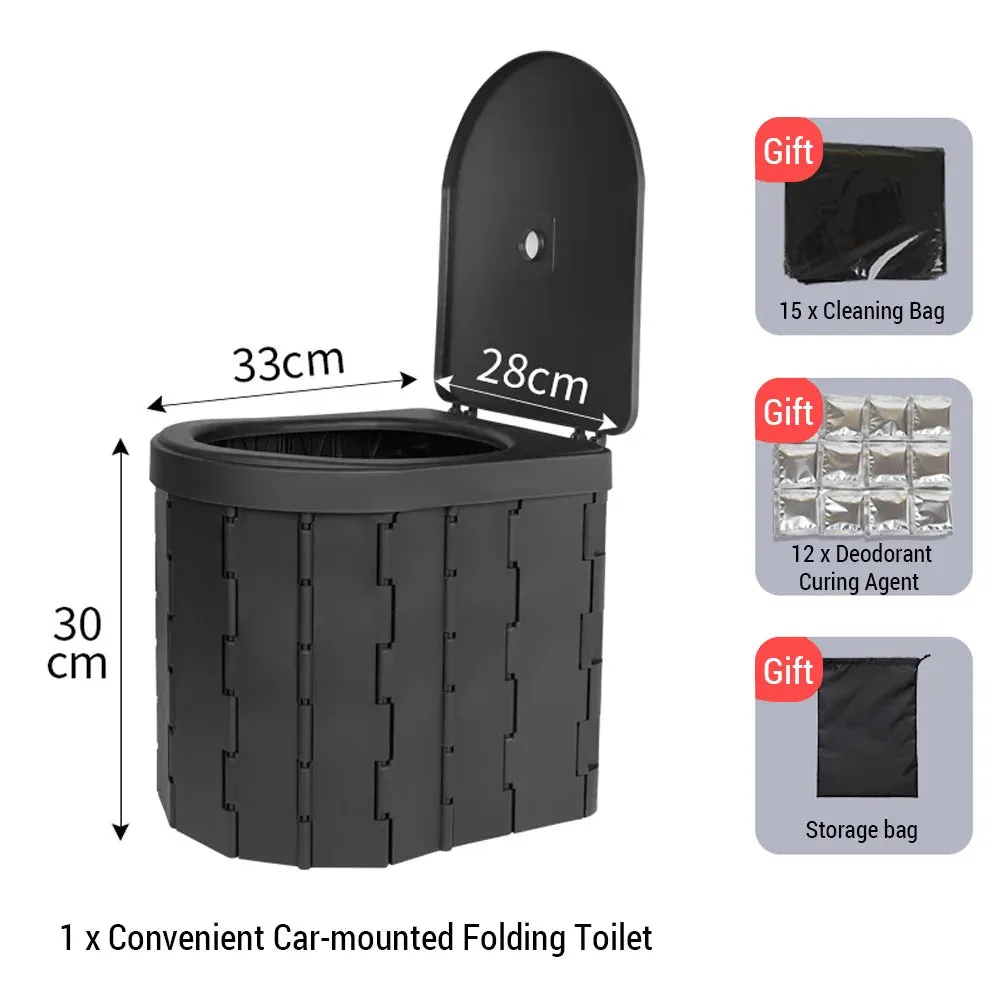 Portable Folding Toilet for Camping - Odor-Proof, Non-Slip, Car-Mounted Travel Potty - Sturdy ABS, Convenient Design