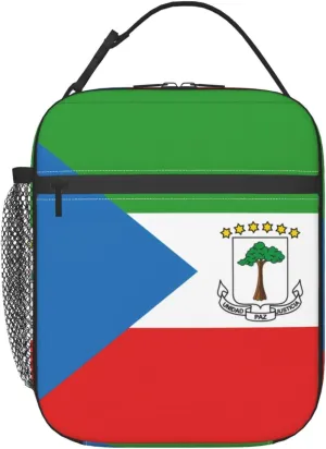 Portable Lunch Bag, Flag of Equatorial Guinea Keep Warm/Cold Lunch Box Food Storage Tote with Pocket For Office/Outdoor/Travel