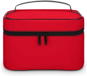 Portable Make Bag, Elegant Classic Red Cosmetic Case Portable Cosmetic Portable Organizer for Men & Women