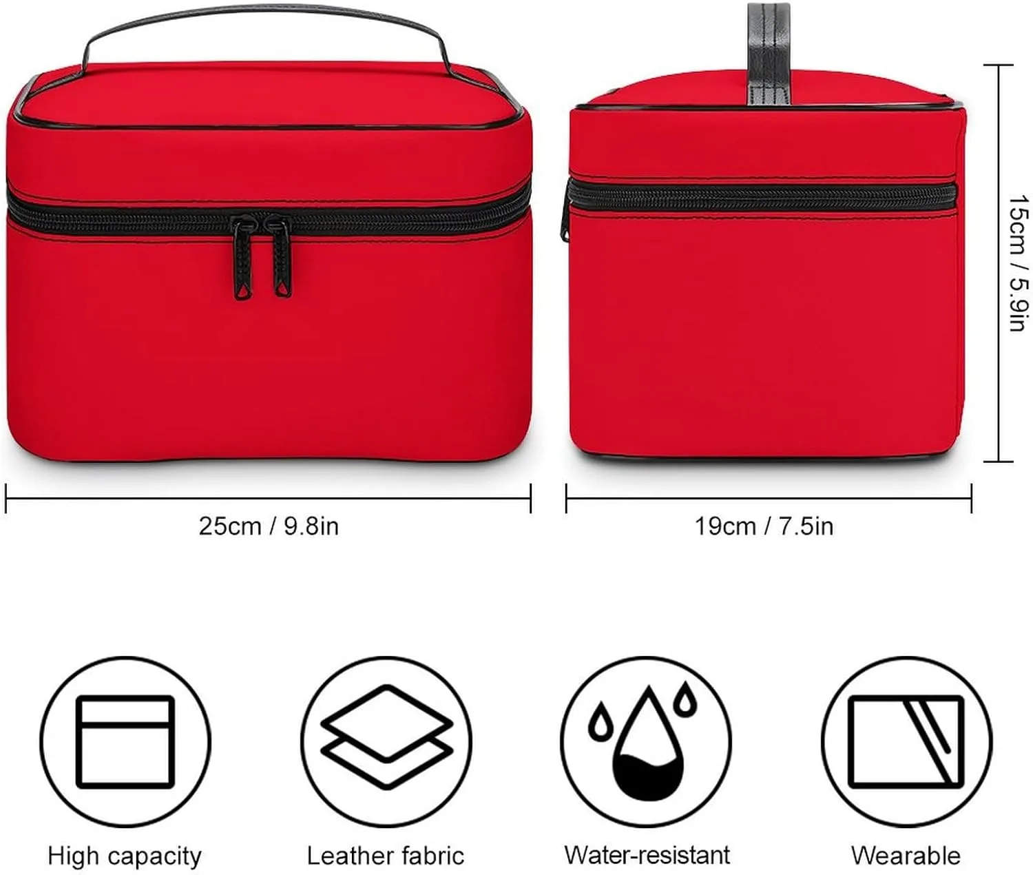 Portable Make Bag, Elegant Classic Red Cosmetic Case Portable Cosmetic Portable Organizer for Men & Women
