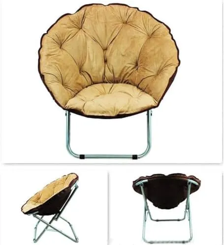 Portable Moon Chair Camping Chair Folding Hiking Chair Recliner Home Furniture Fishing Chair(Color:Brown)