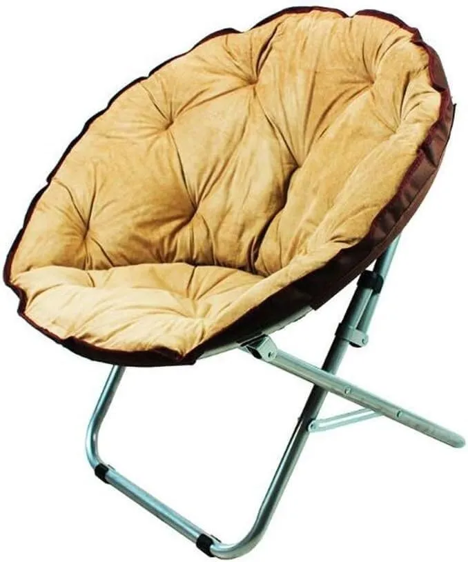 Portable Moon Chair Camping Chair Folding Hiking Chair Recliner Home Furniture Fishing Chair(Color:Brown)