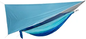 Portable Nylon Camping Hammock with Mosquito Net and Hydro-Proof Rain Fly Canopy Tarp for Outdoor Hanging Bed Sleeping(Blue)