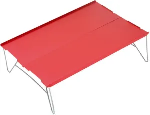 Portable Outdoor Hiking Folding Table, Aluminium Alloy Barbecue Picnic Dining Table, Durable Smooth Surface Camping Table, Red