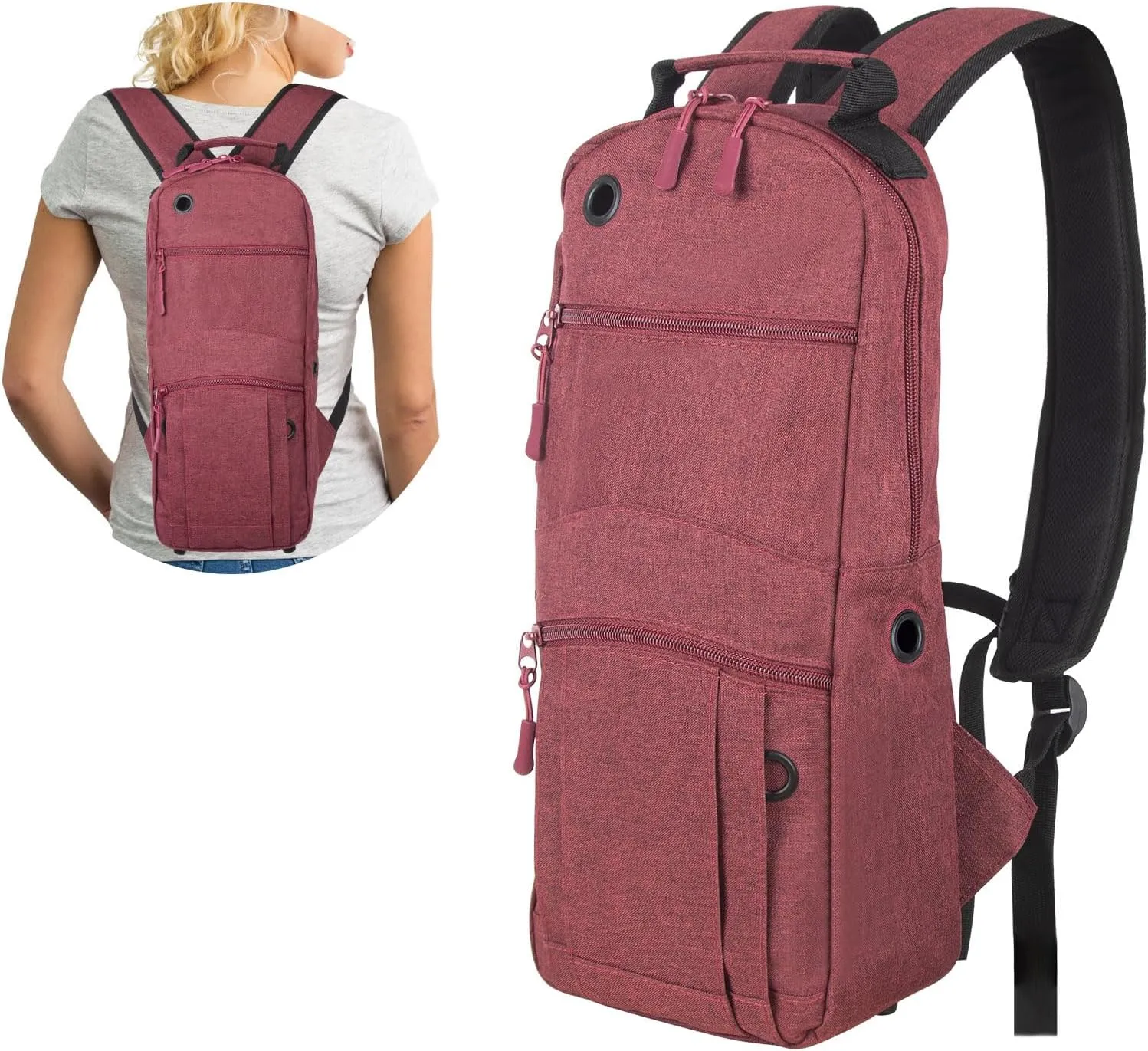 Portable Oxygen Tank Backpack for Size M2, B/M6, C/M9, ML6, A/M4, M7, Comfortable Medical Oxygen Cylinder Backpack Bag with Durable Straps for Travel - Not Suitable for Size D (Red)