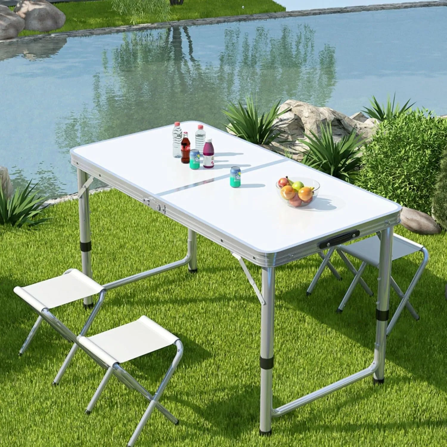 Portable Picnic Tables,Foldable Camping Table,Heavy Duty Trestle for Camping with Carry Handle for Indoor Kitchen,Catering,Buffet and Outdoor Garden,Adjustable Height,Camping Accessories ( Size : Smal