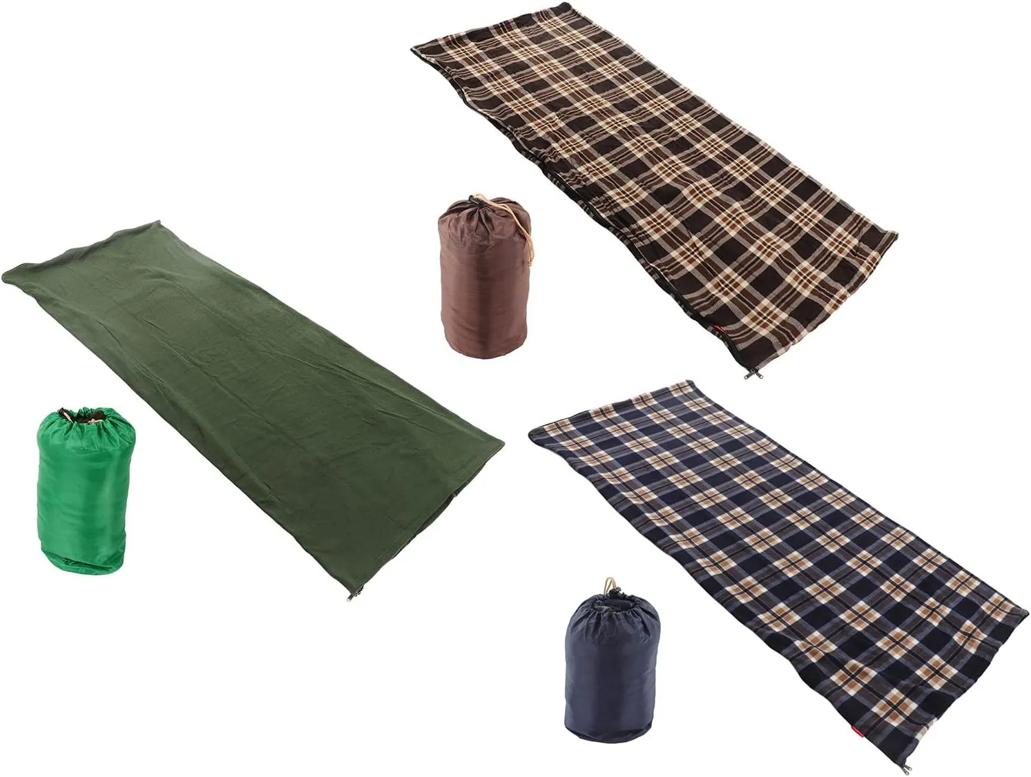 Portable Travel Fleece Sleeping Bag for Adults - Warm and Cozy Sleeping Bag for Outdoor Camping, Hiking, and Mountaineering(Green)