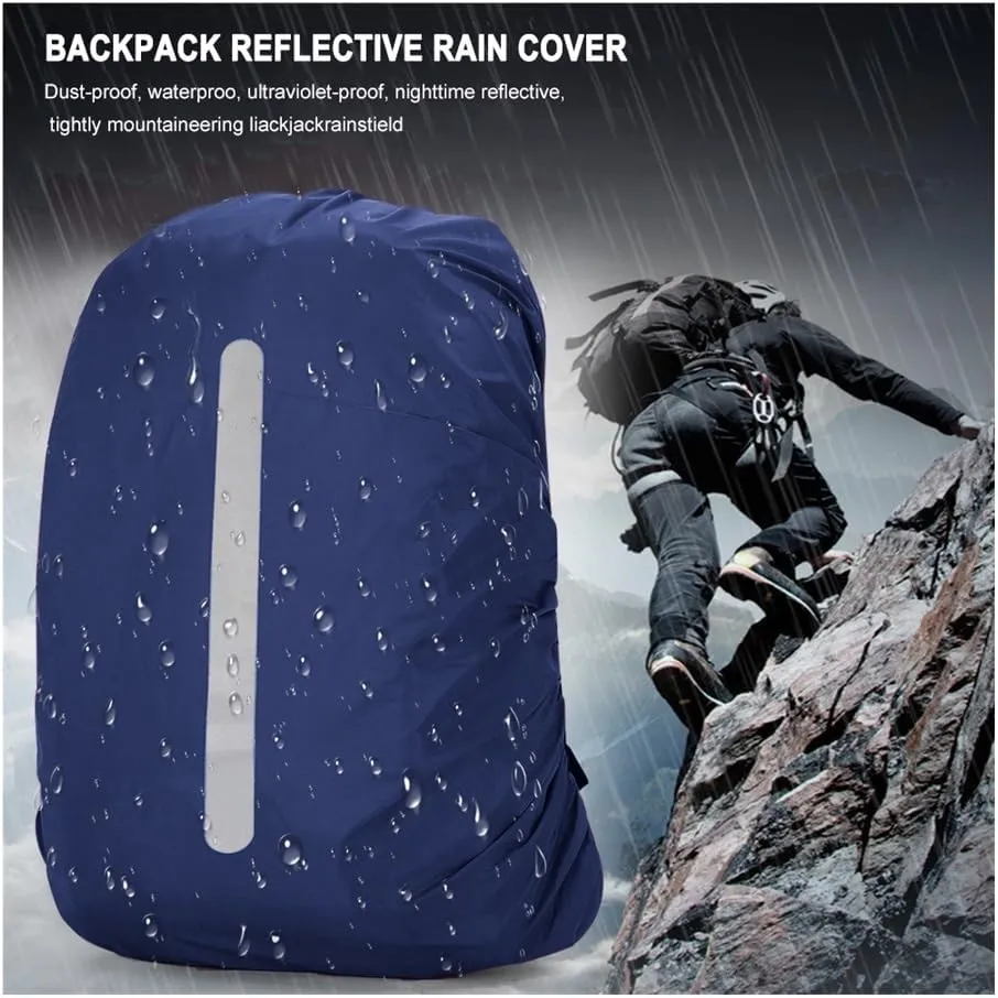 Portable Waterproof Backpack Rain Cover School Bag Satchel Protection Cover with Reflective Strips for Outdoor Camping Hiking