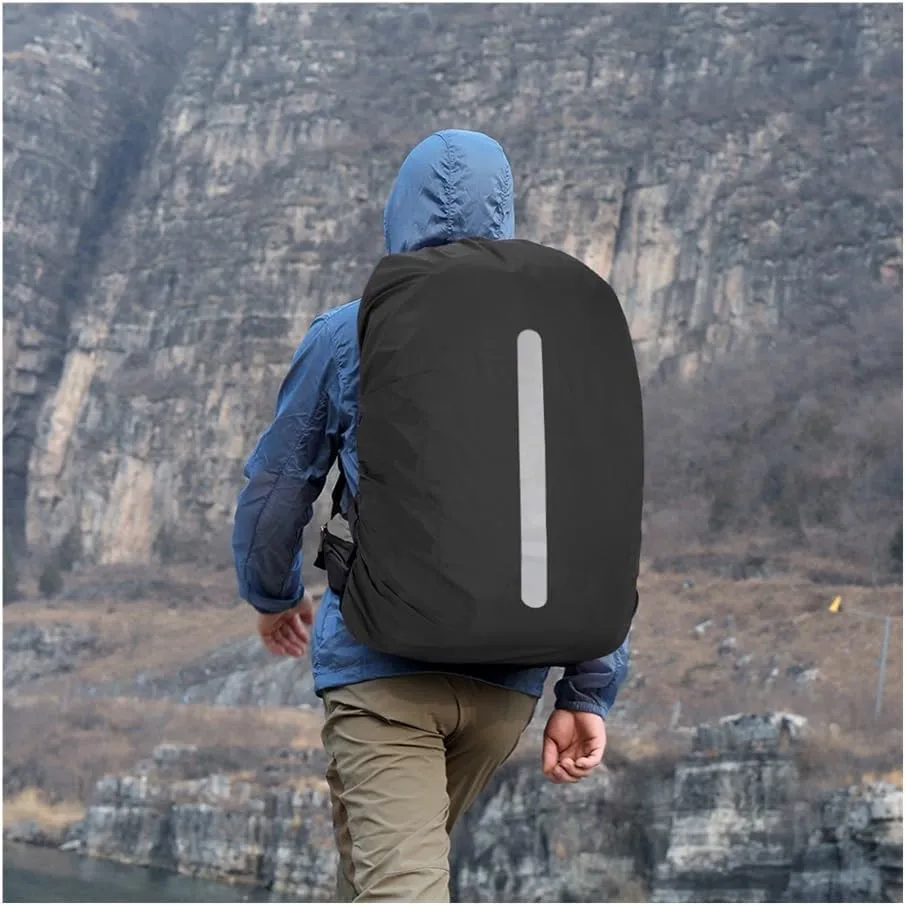 Portable Waterproof Backpack Rain Cover School Bag Satchel Protection Cover with Reflective Strips for Outdoor Camping Hiking