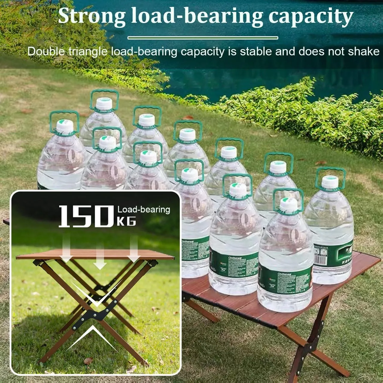 Portable Wooden Folding Dining Table for Camping & Travel, Foldable Table and Chair Set, Expandable Dining Table for Small Spaces, Ideal for Outdoor Dining(Brown,90cm/35.4in)