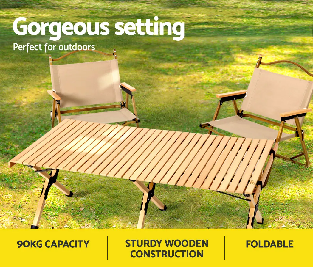 Portable Wooden Picnic Camping Fold Up Table - 120CM