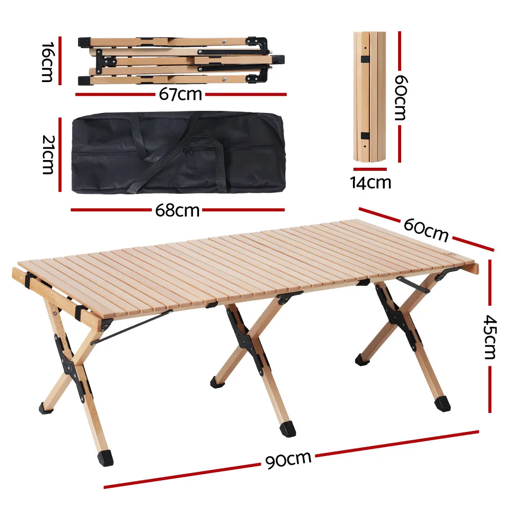Portable Wooden Picnic Camping Fold Up Table - 120CM