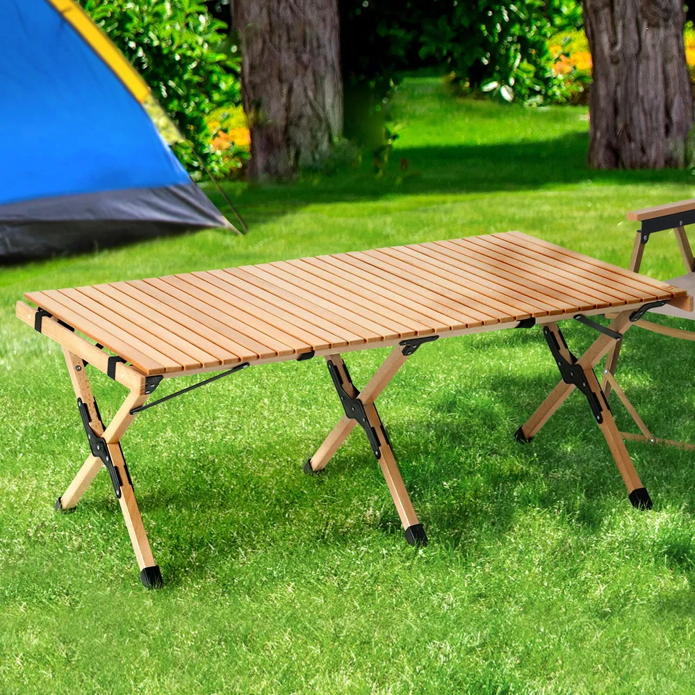 Portable Wooden Picnic Camping Fold Up Table - 120CM