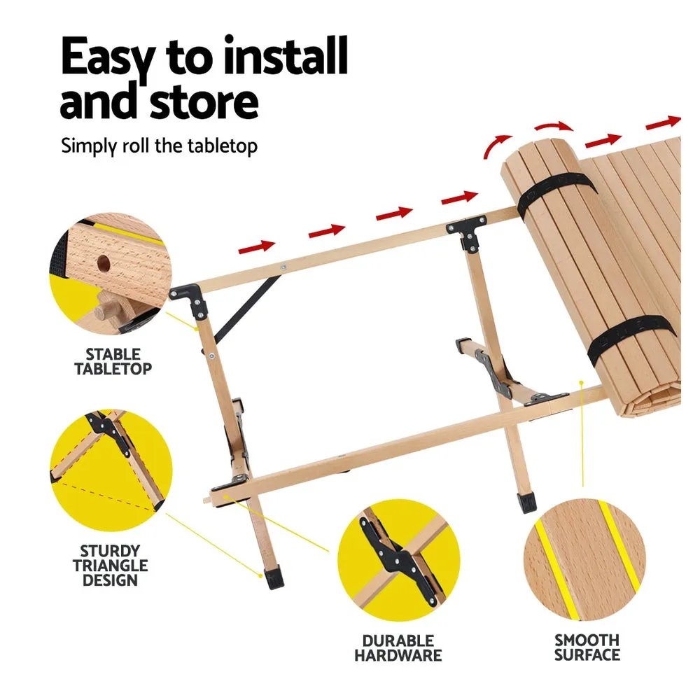 Portable Wooden Picnic Camping Fold Up Table - 120CM