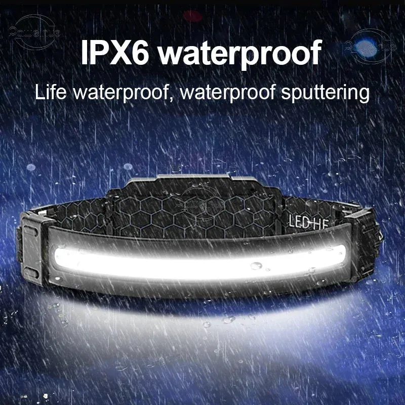 Powerful LED Headlamp 7 Modes XPE COB Sensor Headlight Rechargeable for Fishing & Hunting