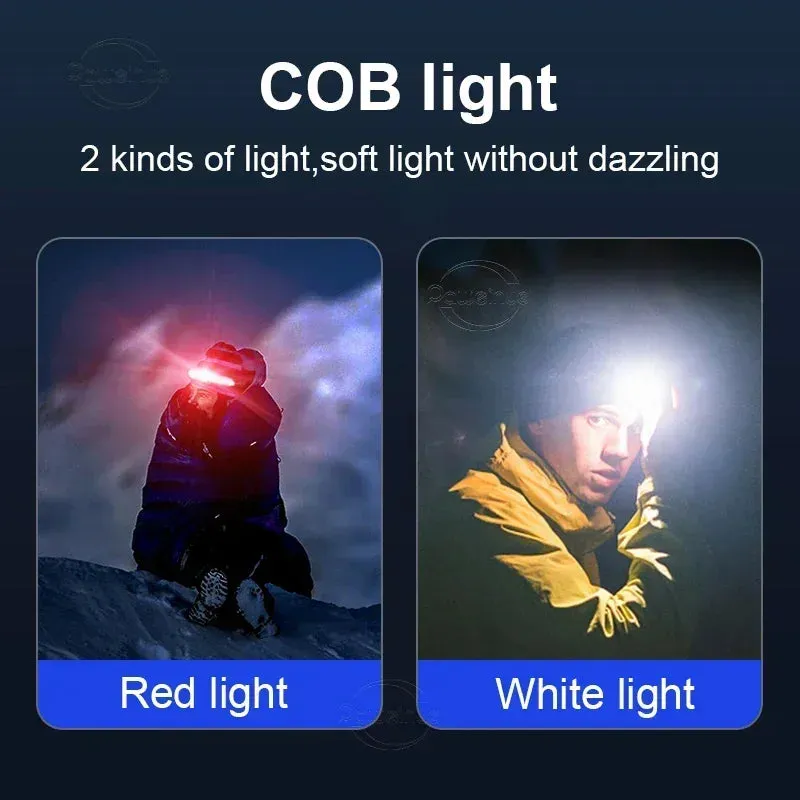Powerful LED Headlamp 7 Modes XPE COB Sensor Headlight Rechargeable for Fishing & Hunting