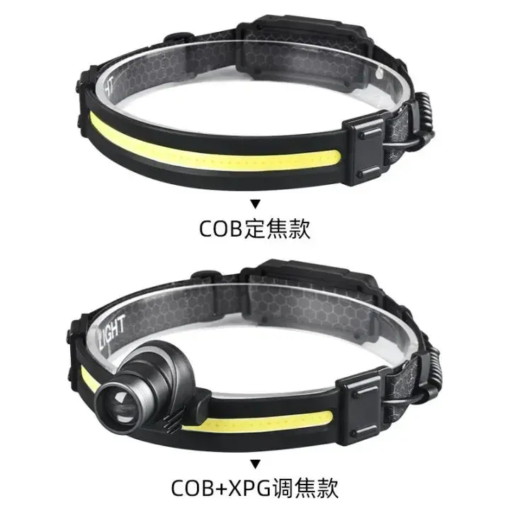 Powerful LED Headlamp 7 Modes XPE COB Sensor Headlight Rechargeable for Fishing & Hunting