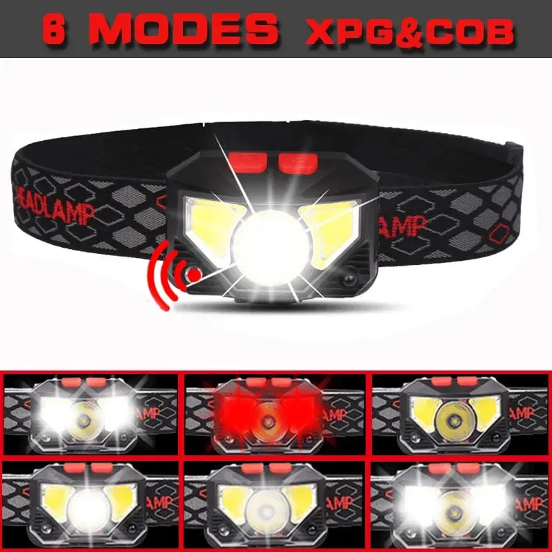 Powerful LED Sensor Headlamp, 500LM USB Rechargeable, 5W, Aluminum Alloy   ABS, Multi-Mode Head Torch for Camping, Fishing, and Outdoor Activities