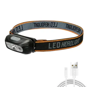 Powerful LED Sensor Headlamp, 500LM USB Rechargeable, 5W, Aluminum Alloy   ABS, Multi-Mode Head Torch for Camping, Fishing, and Outdoor Activities